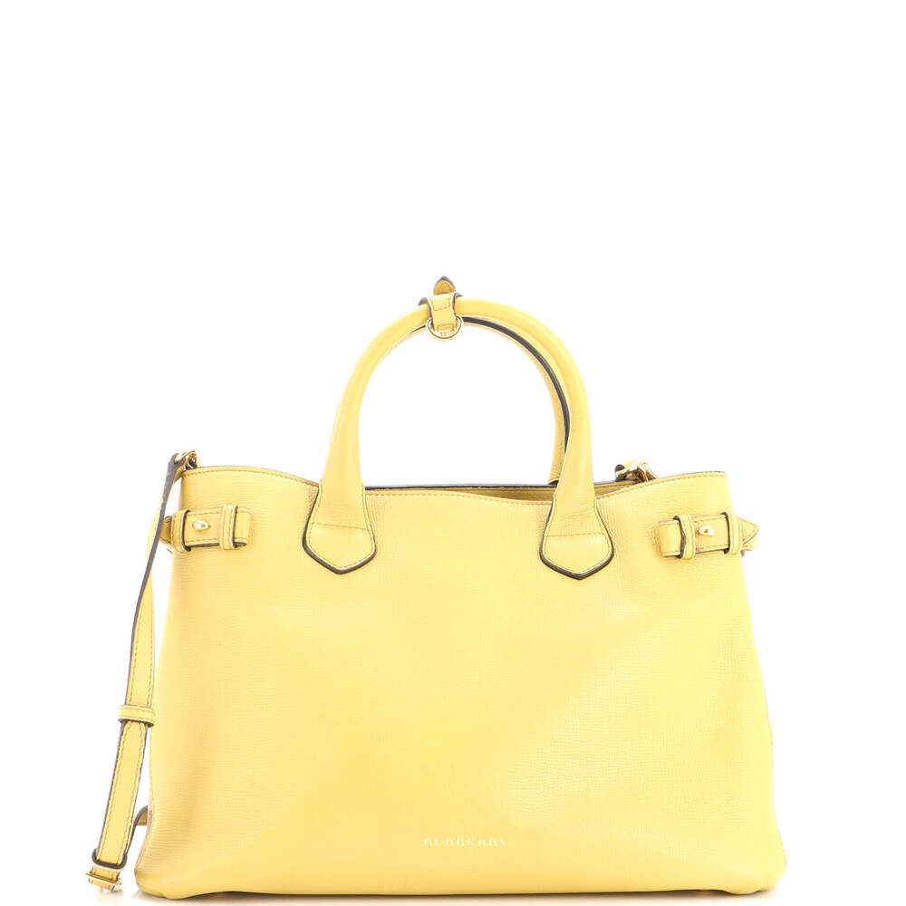 Burberry Medium Banner Tote Leather and House Check Canvas